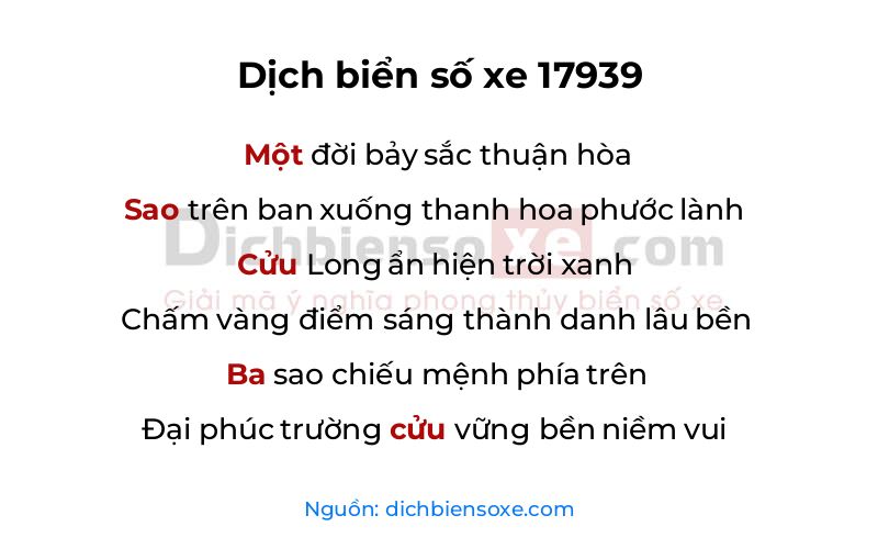 Dịch thơ biển số 17939