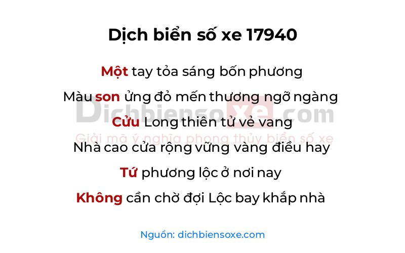 Dịch thơ biển số 17940