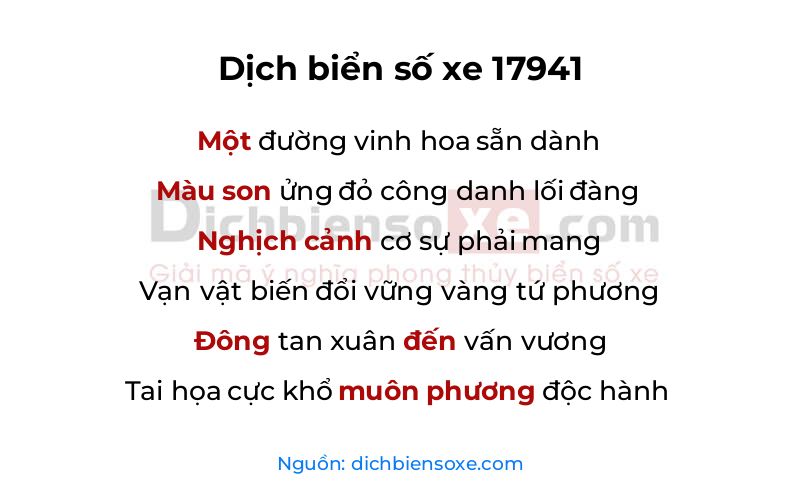 Dịch thơ biển số 17941