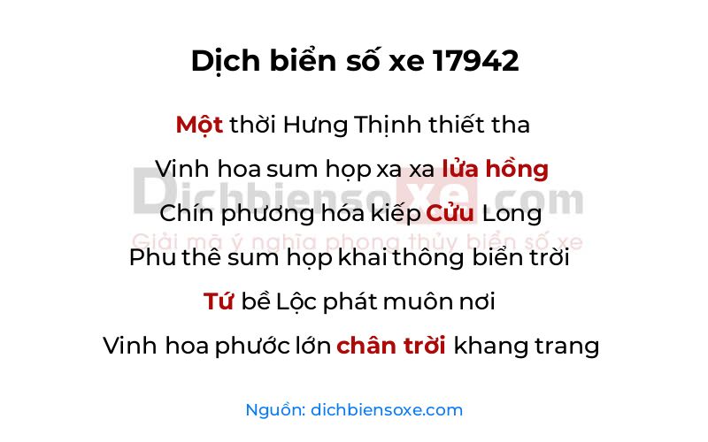 Dịch thơ biển số 17942