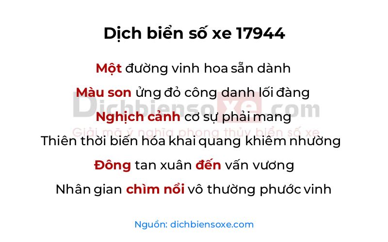 Dịch thơ biển số 17944