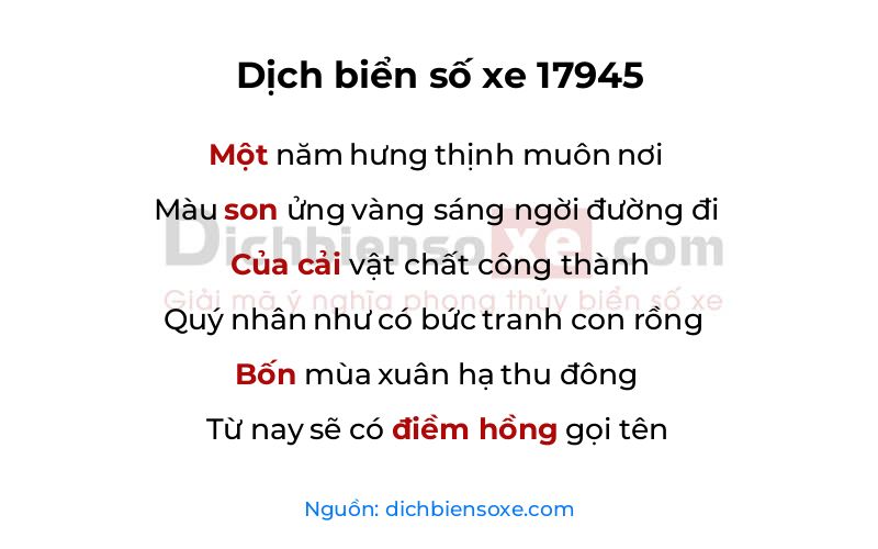 Dịch thơ biển số 17945