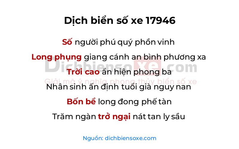 Dịch thơ biển số 17946