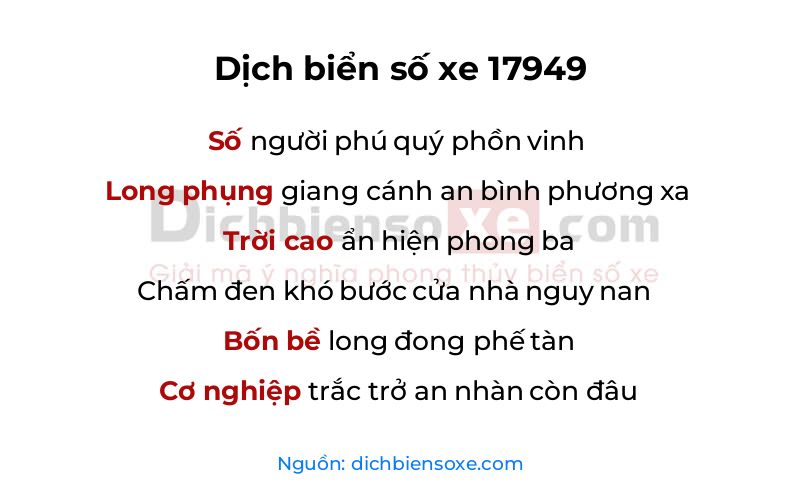 Dịch thơ biển số 17949