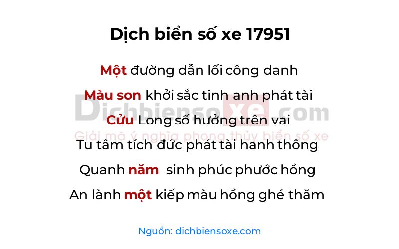 Dịch thơ biển số 17951