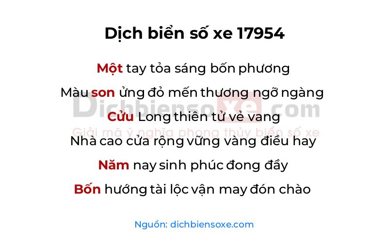 Dịch thơ biển số 17954