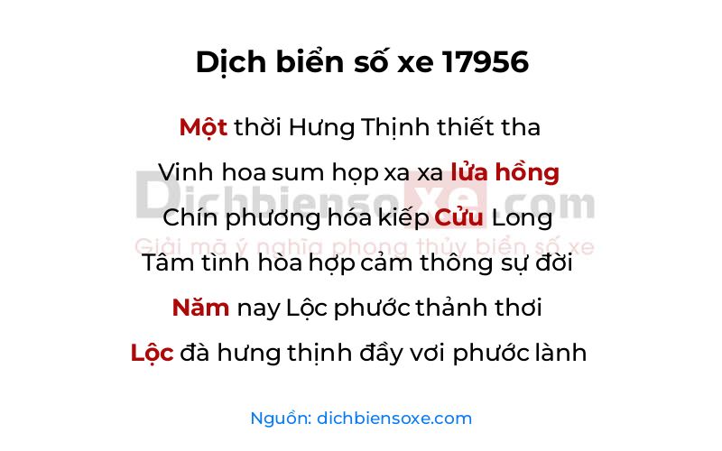 Dịch thơ biển số 17956