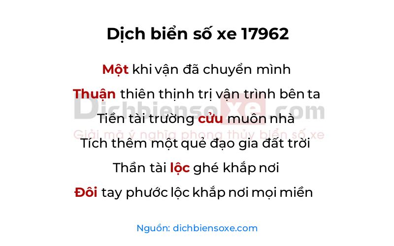 Dịch thơ biển số 17962