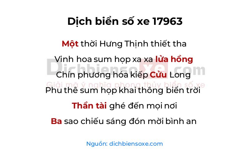 Dịch thơ biển số 17963