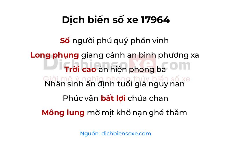 Dịch thơ biển số 17964