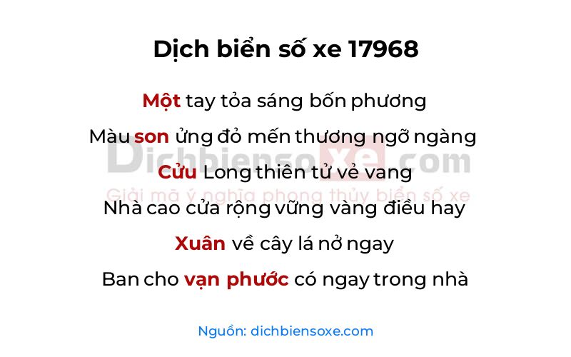 Dịch thơ biển số 17968