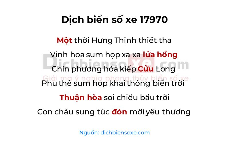 Dịch thơ biển số 17970