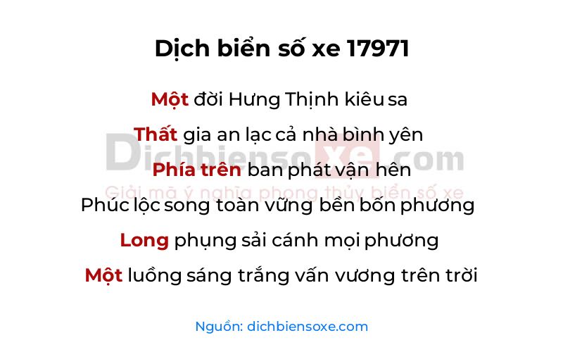 Dịch thơ biển số 17971