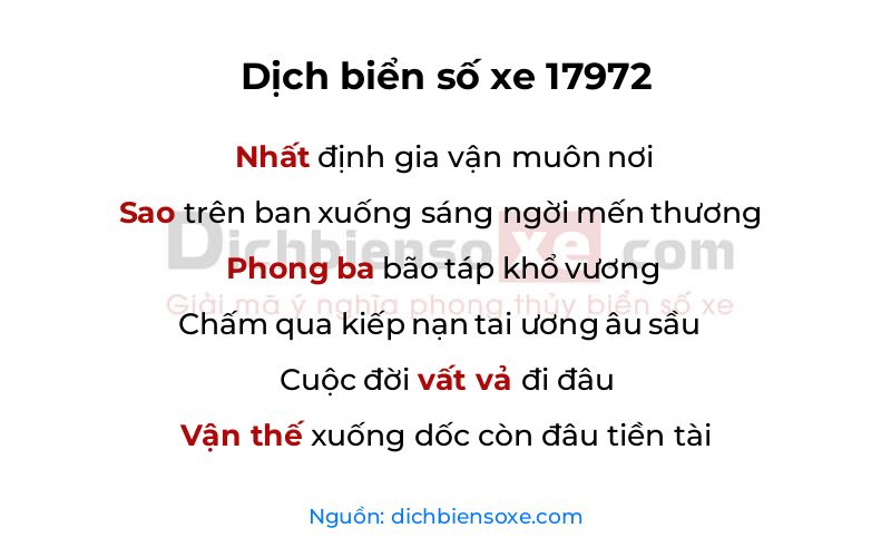 Dịch thơ biển số 17972
