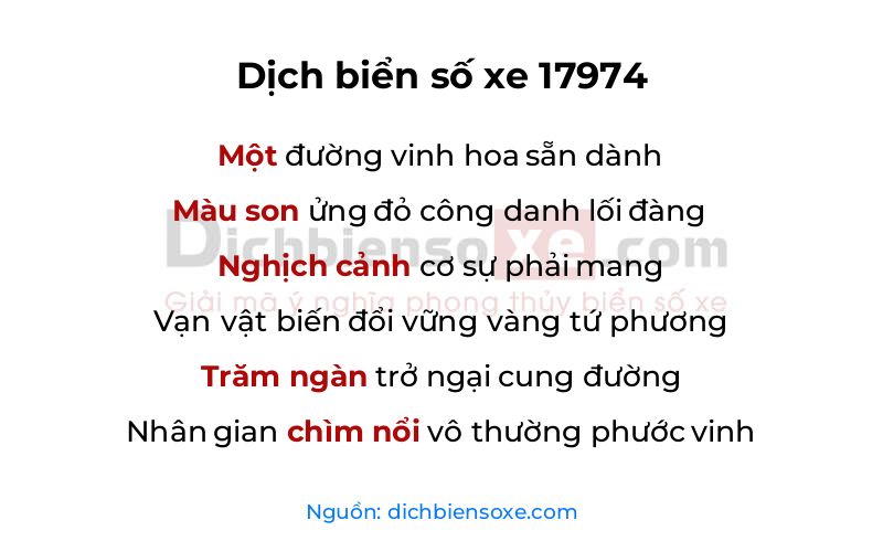 Dịch thơ biển số 17974