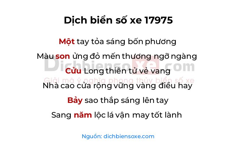 Dịch thơ biển số 17975