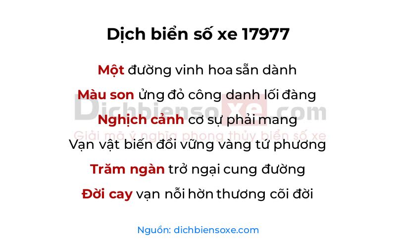 Dịch thơ biển số 17977