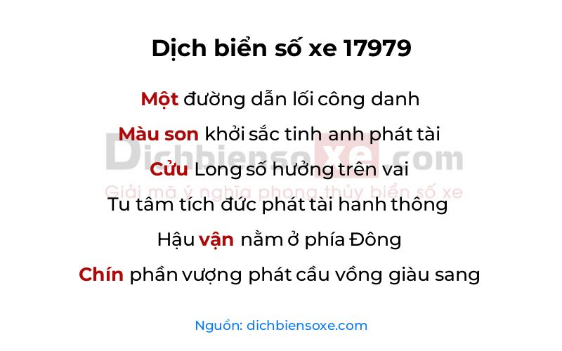 Dịch thơ biển số 17979