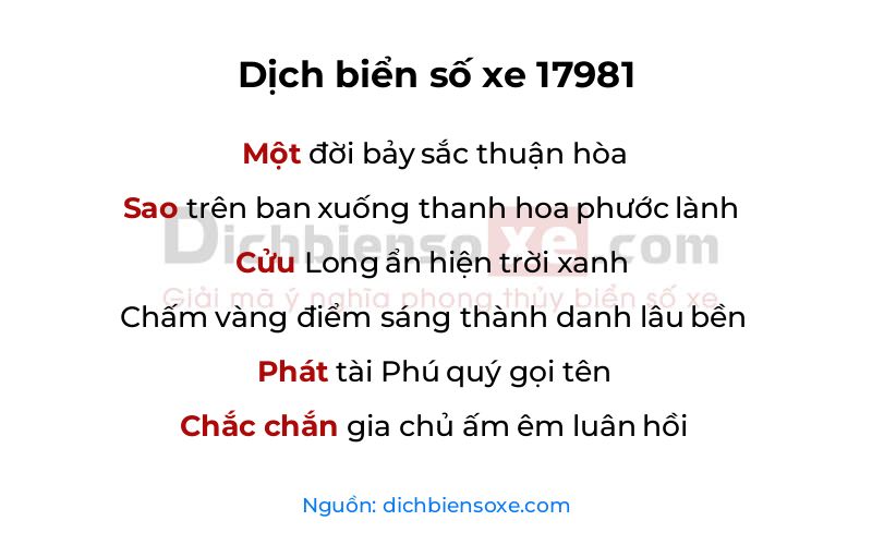 Dịch thơ biển số 17981