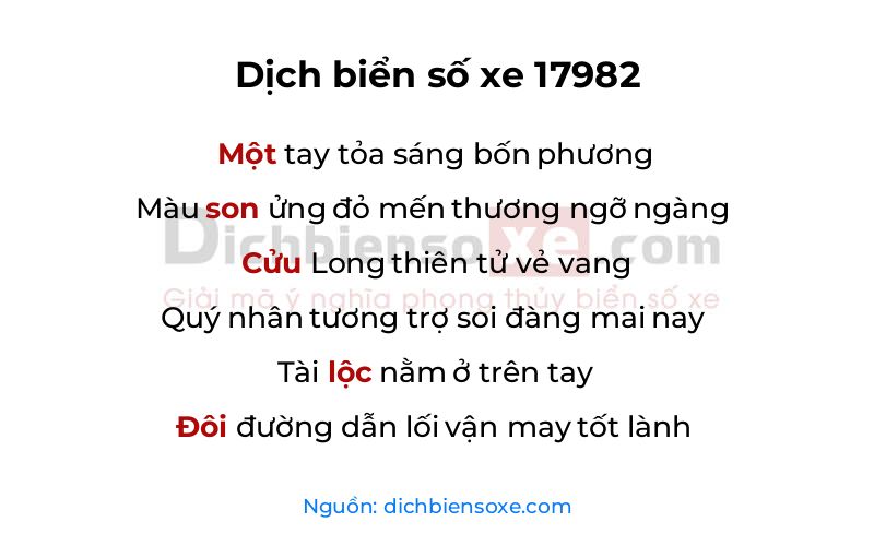Dịch thơ biển số 17982