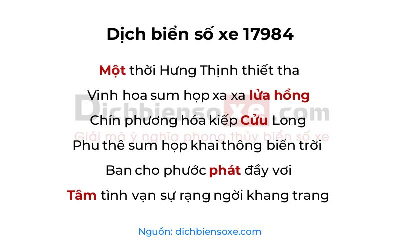 Dịch thơ biển số 17984