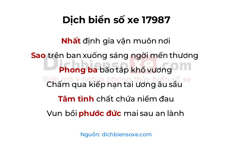 Dịch thơ biển số 17987