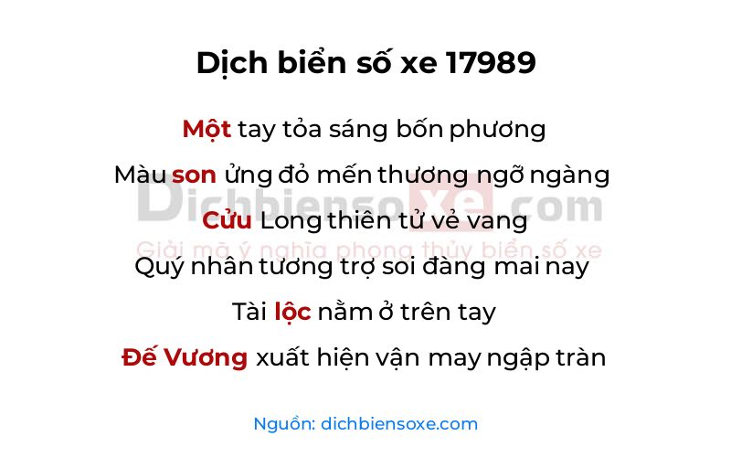 Dịch thơ biển số 17989