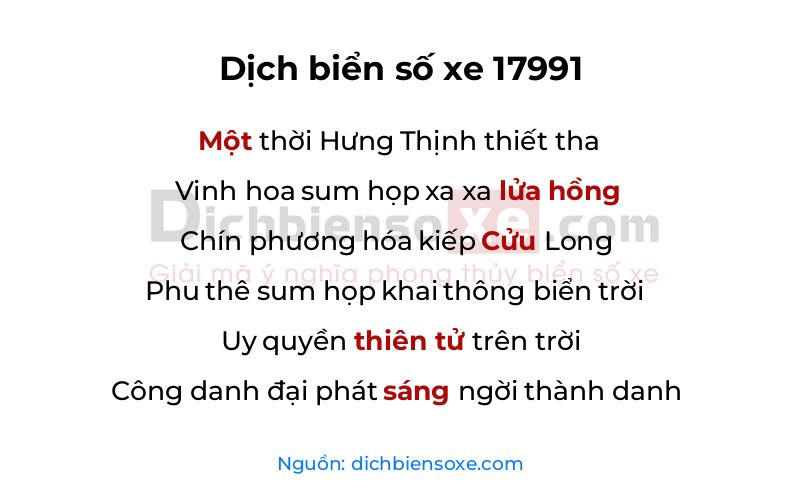 Dịch thơ biển số 17991