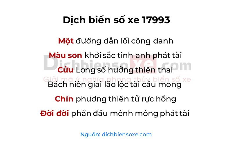Dịch thơ biển số 17993