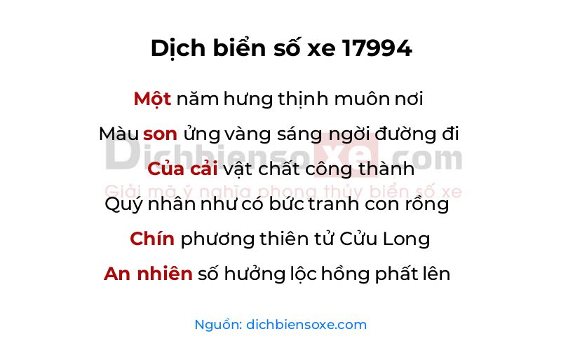 Dịch thơ biển số 17994