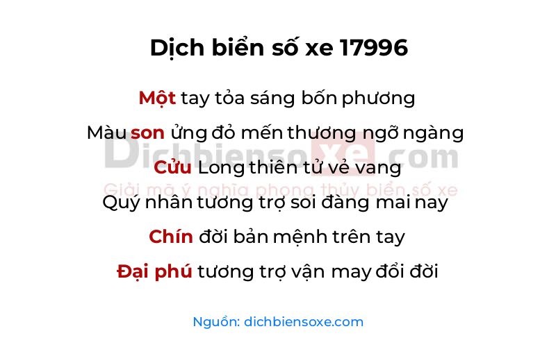 Dịch thơ biển số 17996