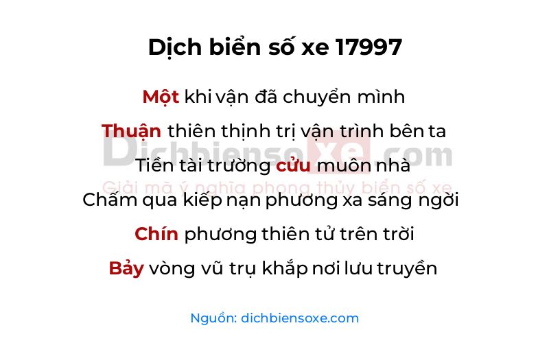 Dịch thơ biển số 17997
