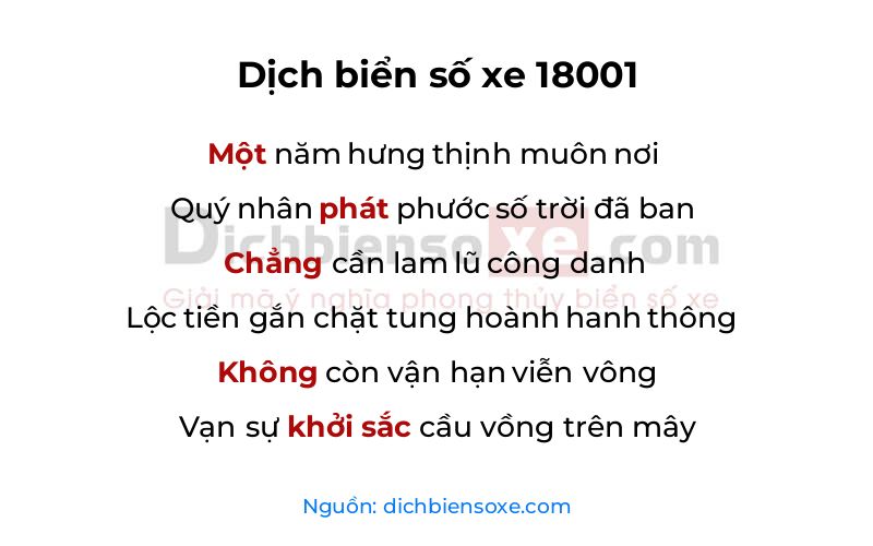 Dịch thơ biển số 18001
