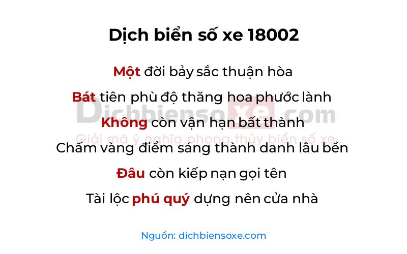 Dịch thơ biển số 18002