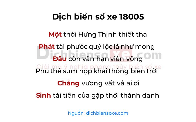 Dịch thơ biển số 18005