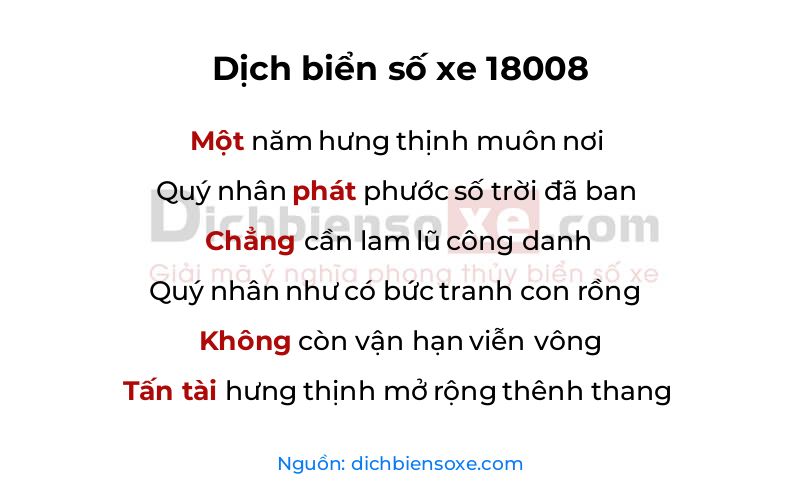 Dịch thơ biển số 18008