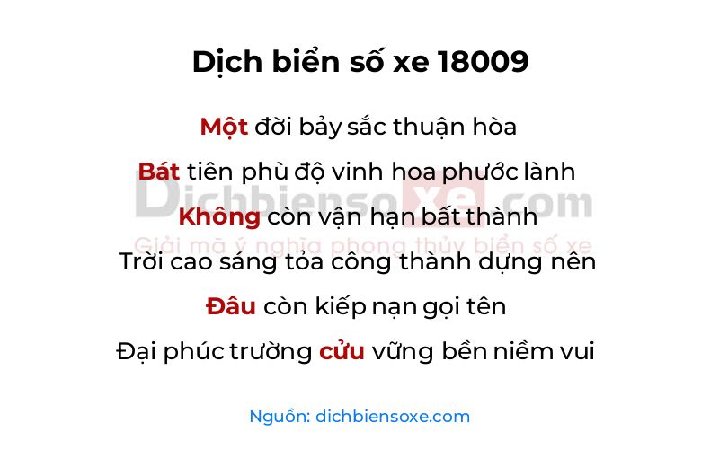 Dịch thơ biển số 18009