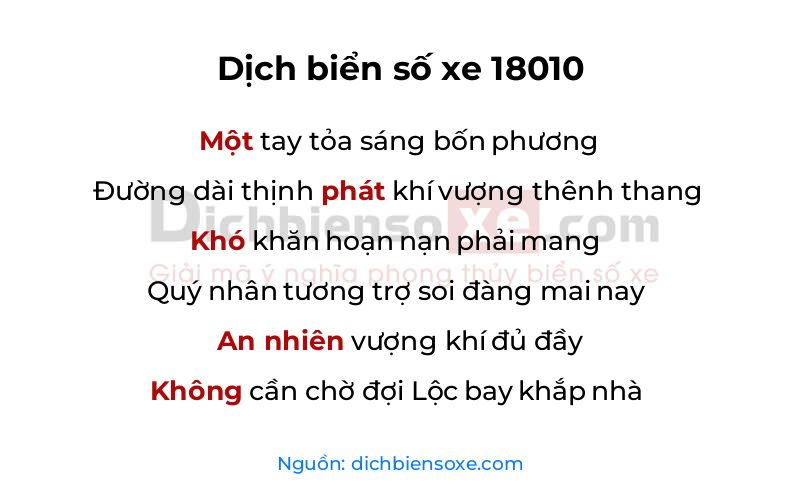 Dịch thơ biển số 18010