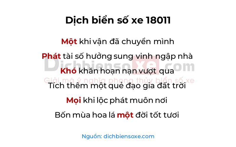 Dịch thơ biển số 18011