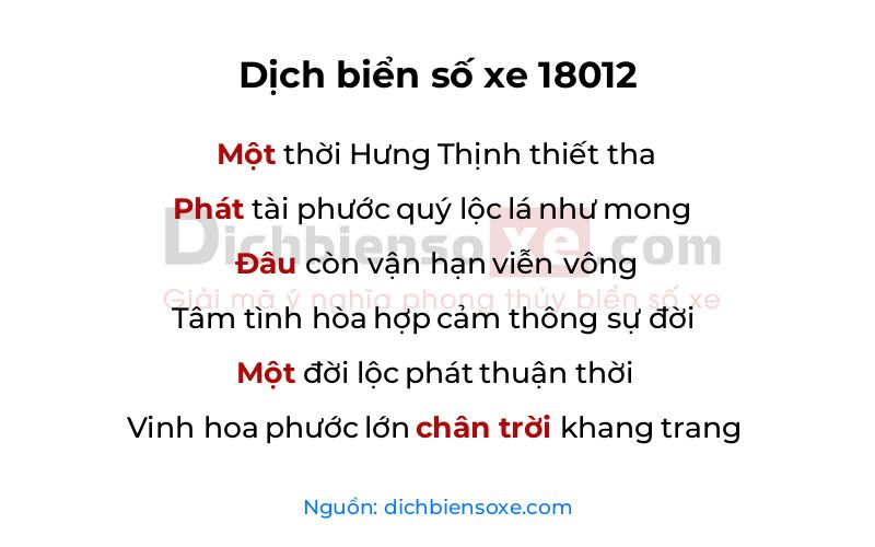 Dịch thơ biển số 18012