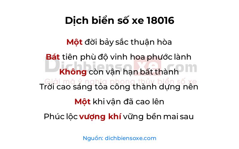 Dịch thơ biển số 18016