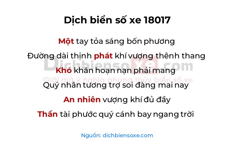 Dịch thơ biển số 18017