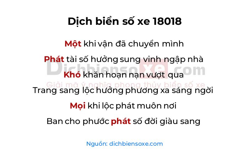 Dịch thơ biển số 18018
