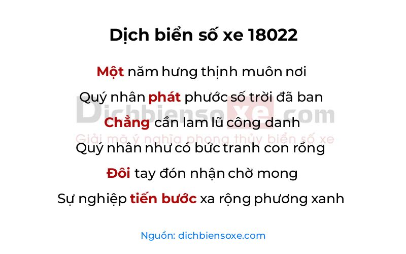 Dịch thơ biển số 18022