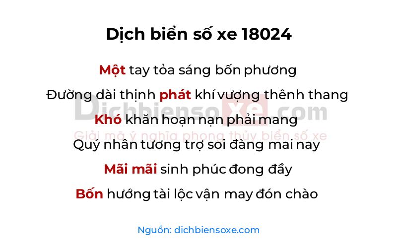 Dịch thơ biển số 18024