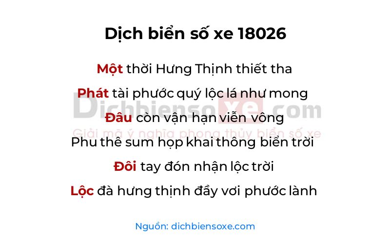 Dịch thơ biển số 18026