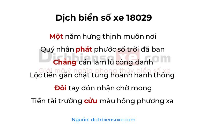 Dịch thơ biển số 18029