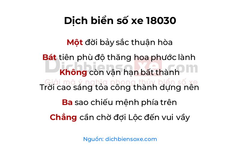Dịch thơ biển số 18030
