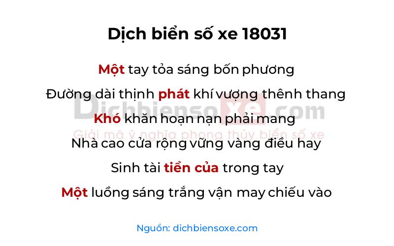 Dịch thơ biển số 18031