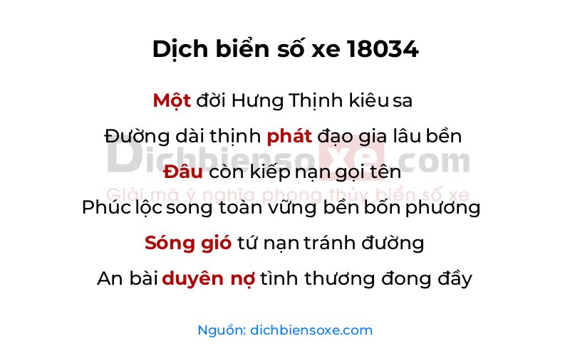 Dịch thơ biển số 18034